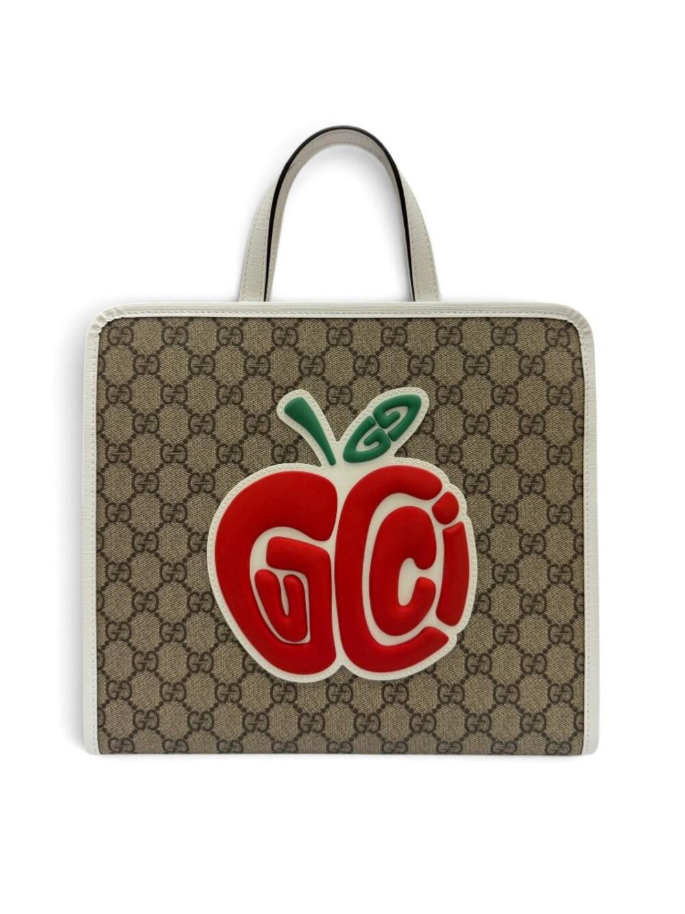 Gucci GG Supreme Children's Rubber Apple Tote Bag Beige White